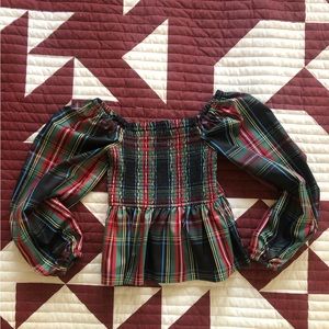 J. Crew Stewart Tartan Long Sleeve Peplum XS